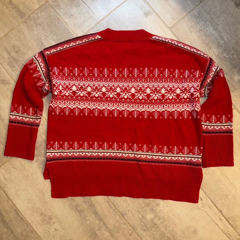 Tommy‎ Hilfiger Women's Red Fair Isle Sweater Large Winter Holiday - Picture 6 of 8